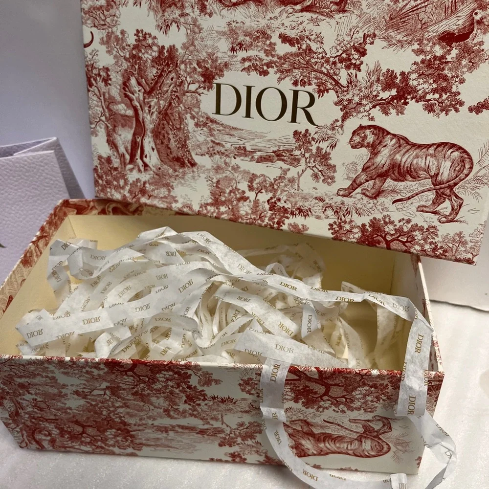 Dior Red Toile De Jouy Gift Box Dior Limited Edition Storage Box Dior Ribbon